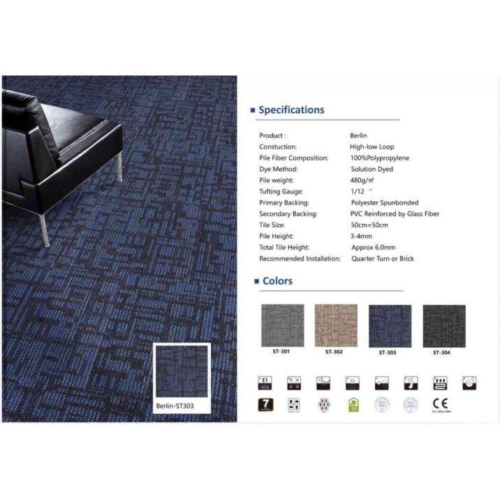Berlin ST303 office tile carpet office flooring Berlin office tiles size 50*50