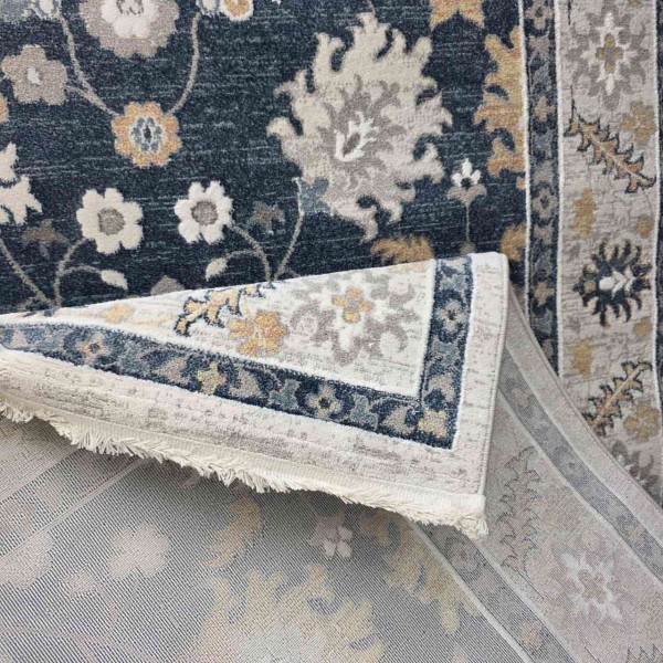 سجاد غرناطة بوهيمي تركي AH473 مولتي كحلي كريم مقاس 150*220 سم سجادة مجالس مودرن