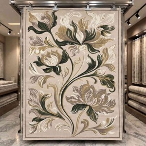 سجاد نقش كويتي تصميم كوري لورين تركي A404A كريم اخضر - مقاس 50*80 سم دعاسة وطاية