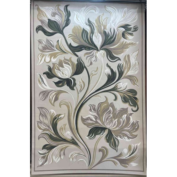 سجاد نقش كويتي تصميم كوري لورين تركي A404A كريم اخضر - مقاس 50*80 سم دعاسة وطاية