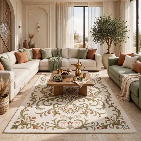 Turkish VELOURA Rug A454A Sky GREEN Size 100*300