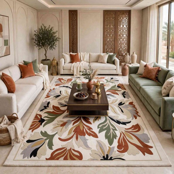Turkish rug ANATOLIA French pattern D0034 WHITE COKME size 250*350