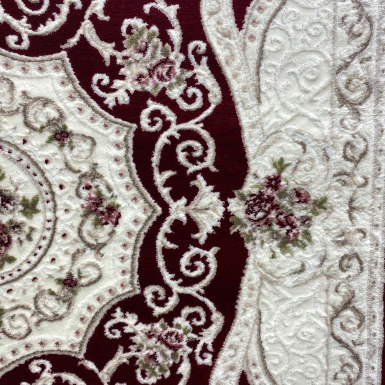 Turkish Carpet Diamant Cashmere S021A Burgundy Red