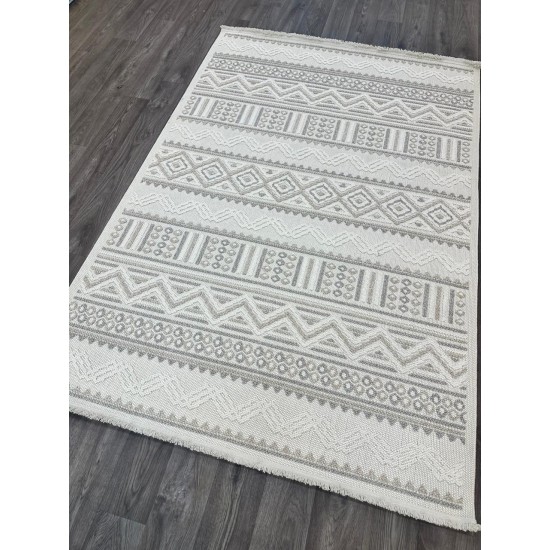 Turkish round burlap carpet 10429 cream color size 100*100