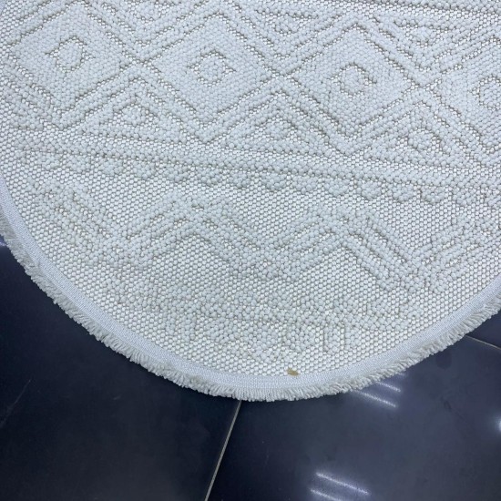 Turkish round burlap carpet 10439B cream color size 100*100