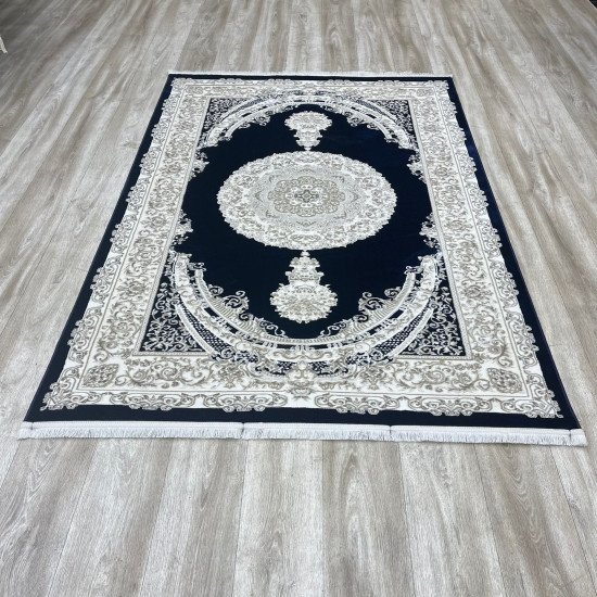 Turkish Silk Handa carpet P964C cyan size 100*200