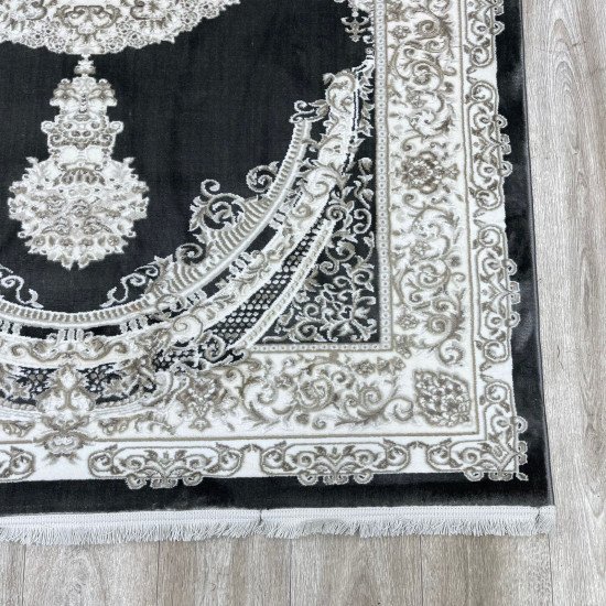 Turkish Silk Handa carpet P964C gray size 80*125