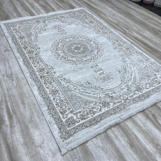 Turkish Silk Handa Carpet P964C Cream Cream size 50*80