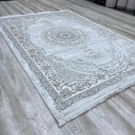 Turkish Silk Handa Carpet P964C Cream Cream size 50*80