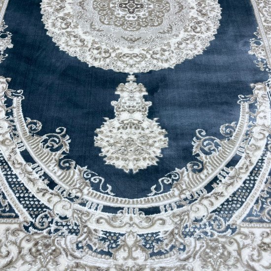 Turkish Silk Handa carpet P964C cyan size 100*200