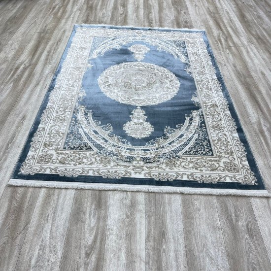 Turkish Silk Handa carpet P964C cyan size 100*200