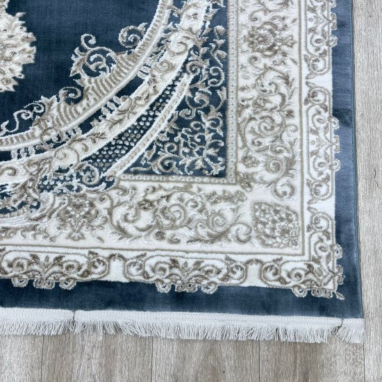 Turkish Silk Handa carpet P964C cyan size 100*300