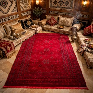 Turkish Bukhara HERAT Afghani Rug P1456 Dark Red Size 100*200