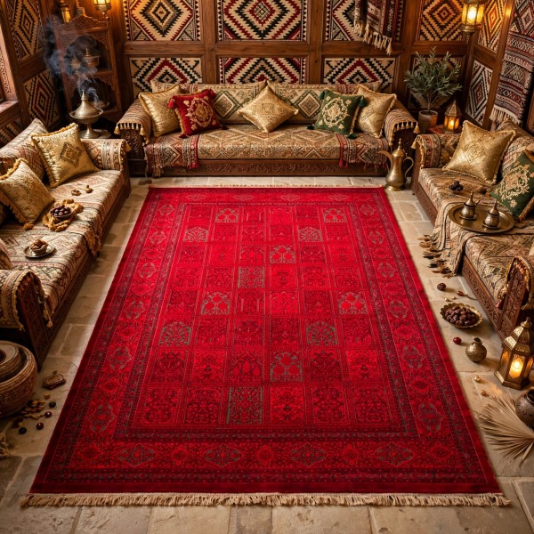 Turkish Bukhara HERAT Afghani Rug P1454 Dark Red Size 150*220