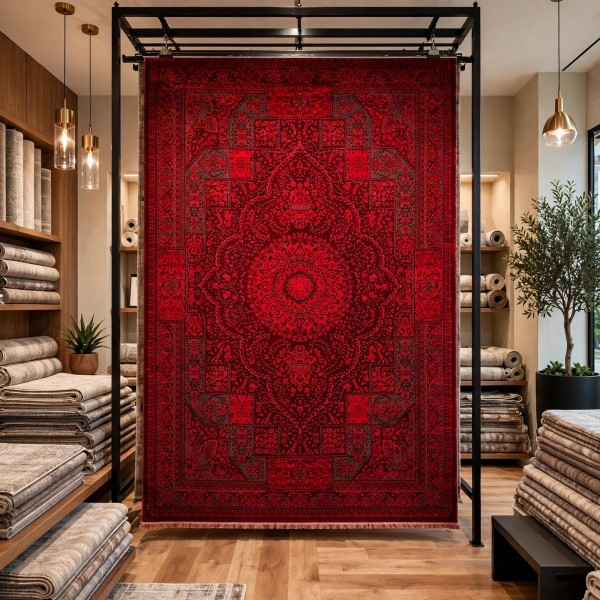 Turkish Bukhara HERAT Afghani Rug P1471 Dark Red Size 150*220