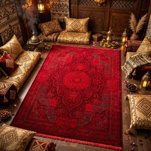 Turkish Bukhara HERAT Afghani Rug P1471 Dark Red Size 400*600