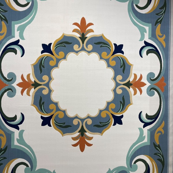 سجاد تركي اوركيد نقش كوري HR21A  كريم سماوي مقاس 100*300