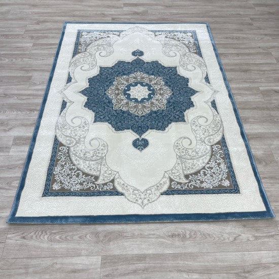 Turkish Paris carpet modern soft 0DS90Z blue light beige size 150*220 Turkish Paris carpet modern soft 0DS90Z blue light beige size 150*220