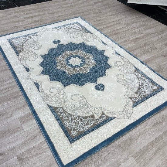 Turkish Paris carpet modern soft 0DS90Z blue light beige size 150*220 Turkish Paris carpet modern soft 0DS90Z blue light beige size 150*220