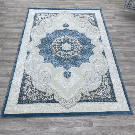 Turkish Paris carpet modern soft 0DS90Z blue light beige size 150*220 Turkish Paris carpet modern soft 0DS90Z blue light beige size 150*220