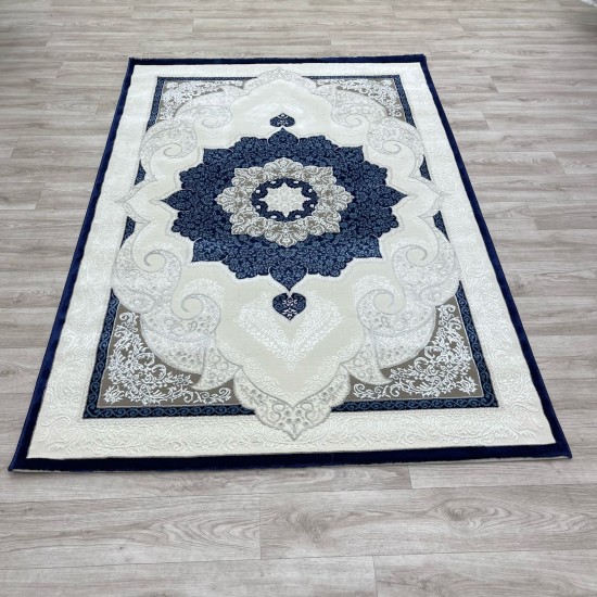 Turkish Paris carpet modern soft 0DS90Z Dark blue light beige size 100*200 Turkish Paris carpet modern soft 0DS90Z Dark blue light beige size 100*200