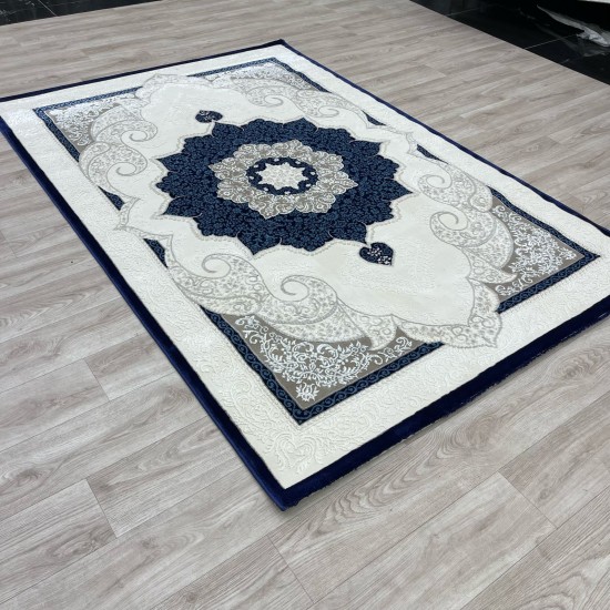 Turkish Paris carpet modern soft 0DS90Z Dark blue light beige size 100*200 Turkish Paris carpet modern soft 0DS90Z Dark blue light beige size 100*200