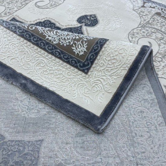 Turkish Paris carpet modern soft 0DS90Z Dark gray light beige size 200*200 Turkish Paris carpet modern soft 0DS90Z Dark gray light beige size 200*200