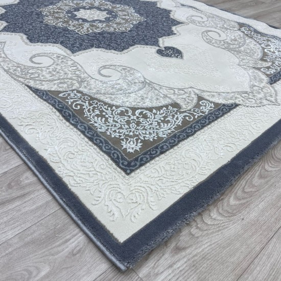 Turkish Paris carpet modern soft 0DS90Z Dark gray light beige size 200*200 Turkish Paris carpet modern soft 0DS90Z Dark gray light beige size 200*200