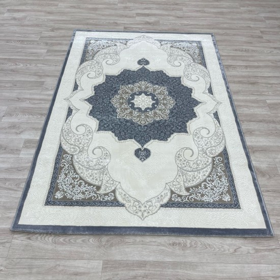 Turkish Paris carpet modern soft 0DS90Z Dark gray light beige size 200*200 Turkish Paris carpet modern soft 0DS90Z Dark gray light beige size 200*200