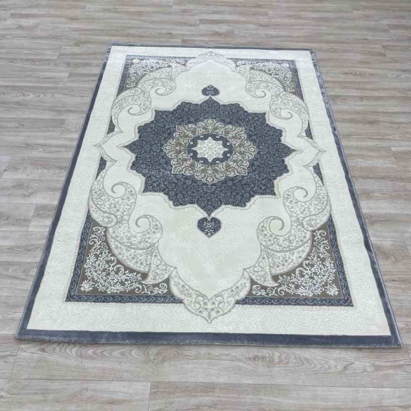 سجاد تركي باريس مودرن ناعم 0DS90Z رصاصي غامق بيج فاتح مقاس 200*200