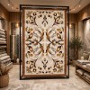 سجاد رمادا نقش كوري تركي A334A كريم مقاس 50*80