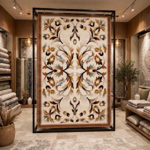 سجاد رمادا نقش كوري تركي A334A كريم مقاس 50*80