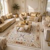 سجاد فرساي نقش فرنسي تركي HN71A ابيض ذهبي مقاس 200*300