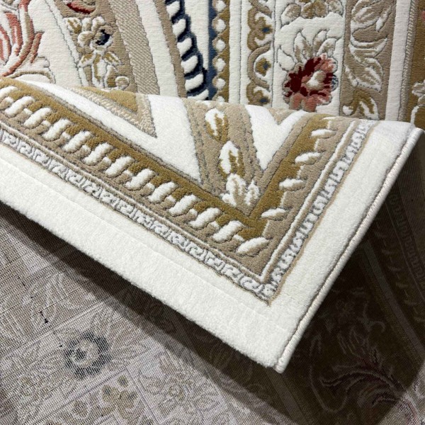 سجاد فرساي نقش فرنسي تركي HN71A ابيض ذهبي مقاس 200*300