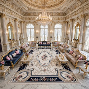 VERSAI Rug French Turkish Design MN87A WHITE NAVY 80*150