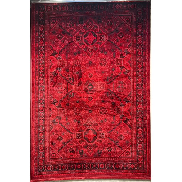 سجاد تركي بخارى قندهار افغاني P1665 احمر غامق مقاس 100*300