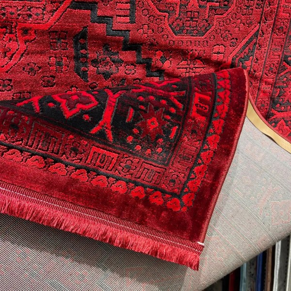 سجاد تركي بخارى قندهار افغاني P1665 احمر غامق مقاس 100*300