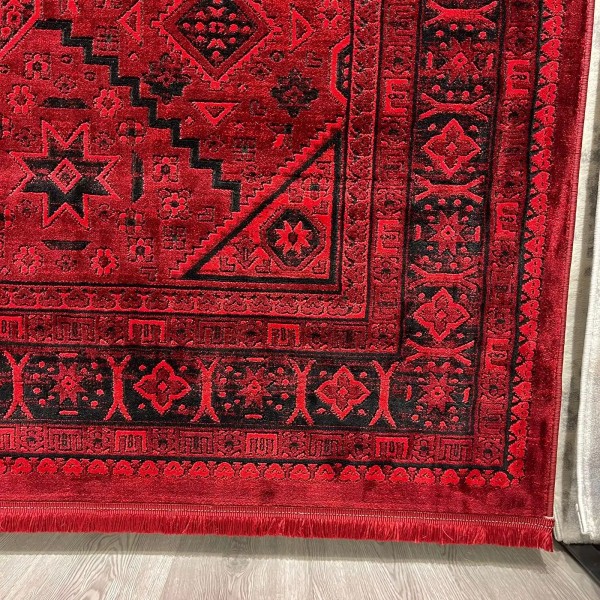 سجاد تركي بخارى قندهار افغاني P1665 احمر غامق مقاس 100*300