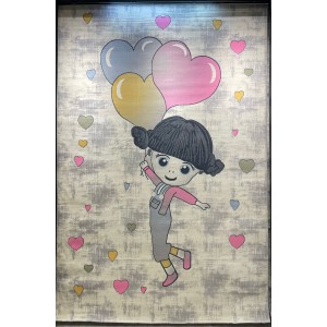 سجاد تركي اطفال كيدز 52665B اللون زهري ابيض مقاس 300*400