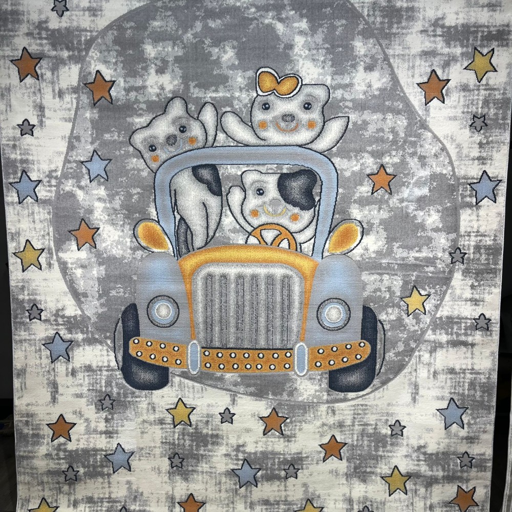 سجاد تركي اطفال كيدز 52644B اللون ابيض رصاصي فاتح مقاس 300*400