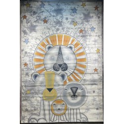 سجاد تركي اطفال كيدز 52646A اللون ابيض رصاصي فاتح مقاس 120*170