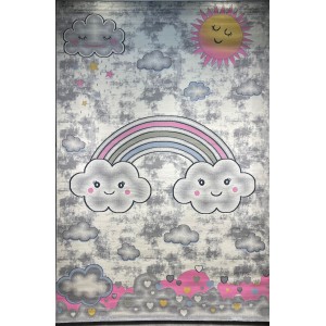 سجاد تركي اطفال كيدز 52659A اللون زهري ابيض مقاس 80*150