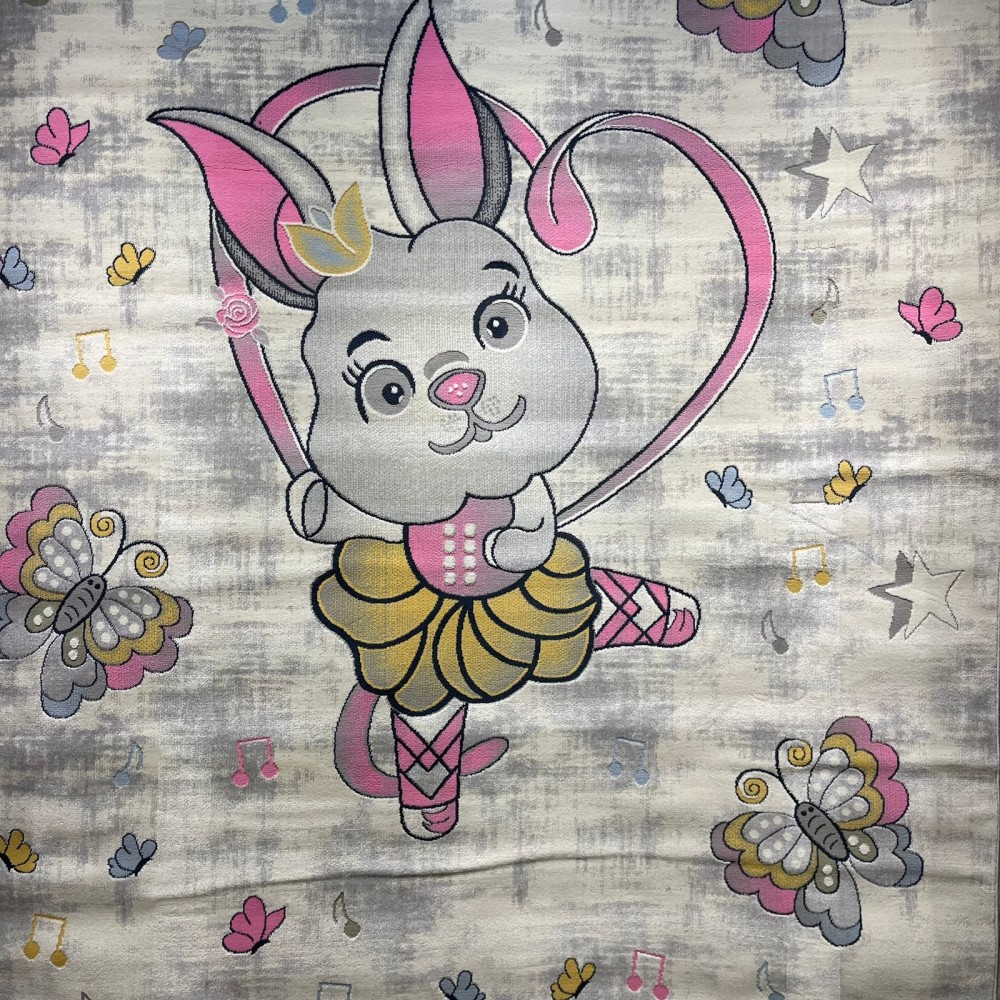 سجاد تركي اطفال كيدز 52661A اللون زهري ابيض مقاس 80*150