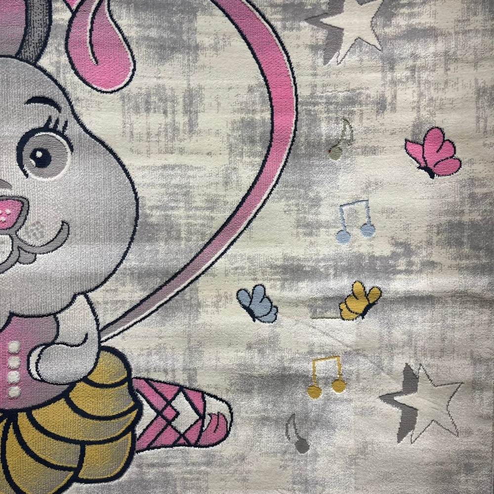 سجاد تركي اطفال كيدز 52661A اللون زهري ابيض مقاس 80*150