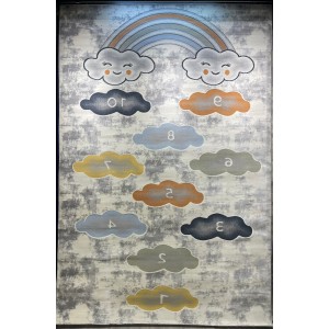 سجاد تركي اطفال كيدز 40679A اللون ابيض رصاصي فاتح مقاس 250*350