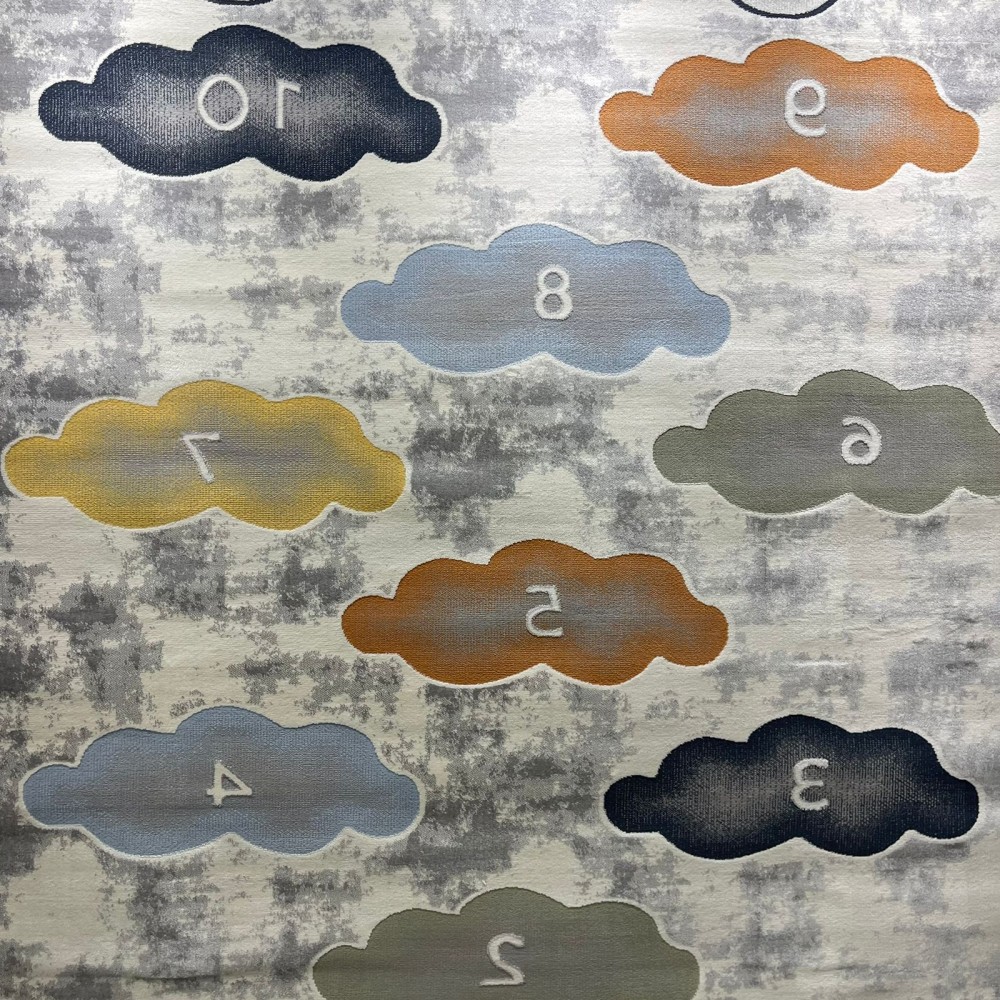 سجاد تركي اطفال كيدز 40679A اللون ابيض رصاصي فاتح مقاس 250*350