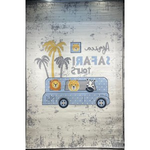 سجاد تركي اطفال كيدز 40680A اللون ابيض رصاصي فاتح مقاس 300*400