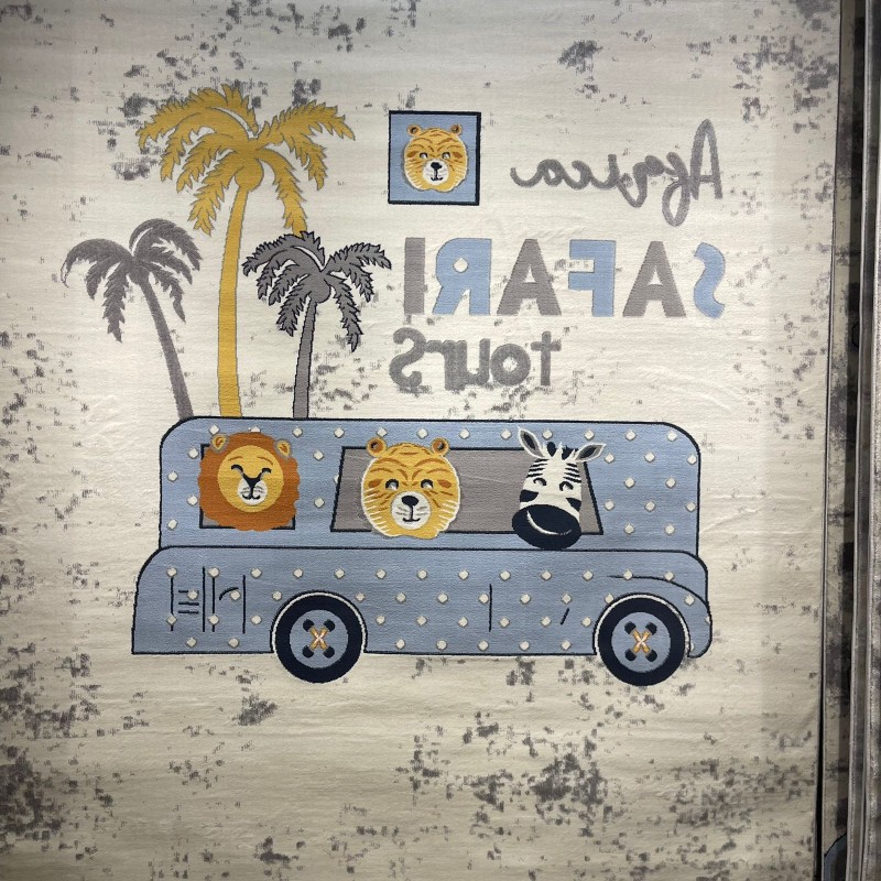 سجاد تركي اطفال كيدز 40680A اللون ابيض رصاصي فاتح مقاس 80*150
