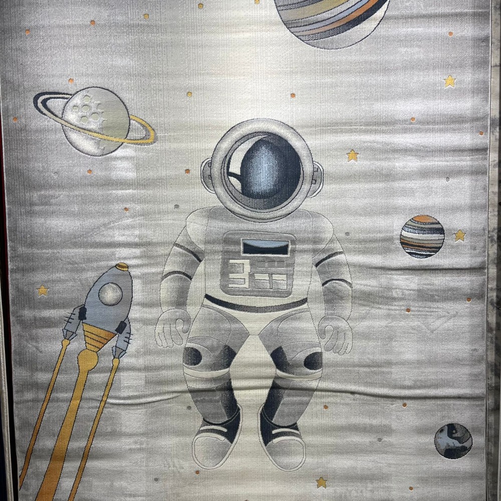 سجاد تركي اطفال كيدز 40683A اللون ابيض رصاصي فاتح مقاس 80*150