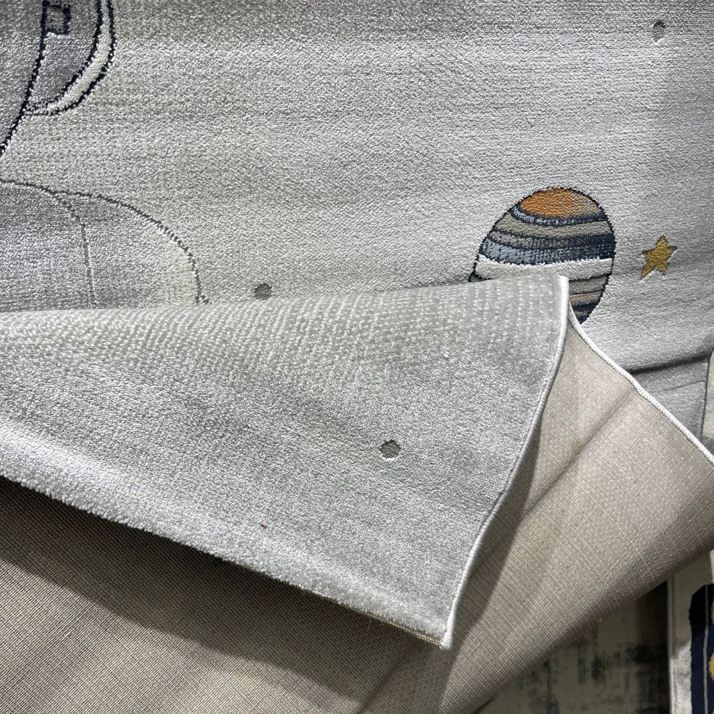 سجاد تركي اطفال كيدز 40683A اللون ابيض رصاصي فاتح مقاس 80*150